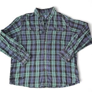 Plaid Green and Blue George Flannel